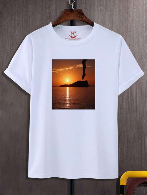 Unisex White Graphic Printed T Shirt