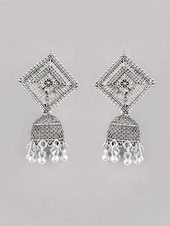 Silver Plated Oxidised Jhumka