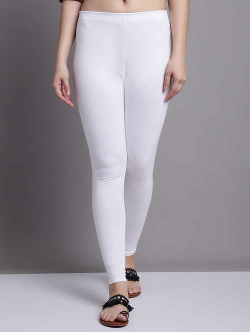 White Cotton Lycra Leggings