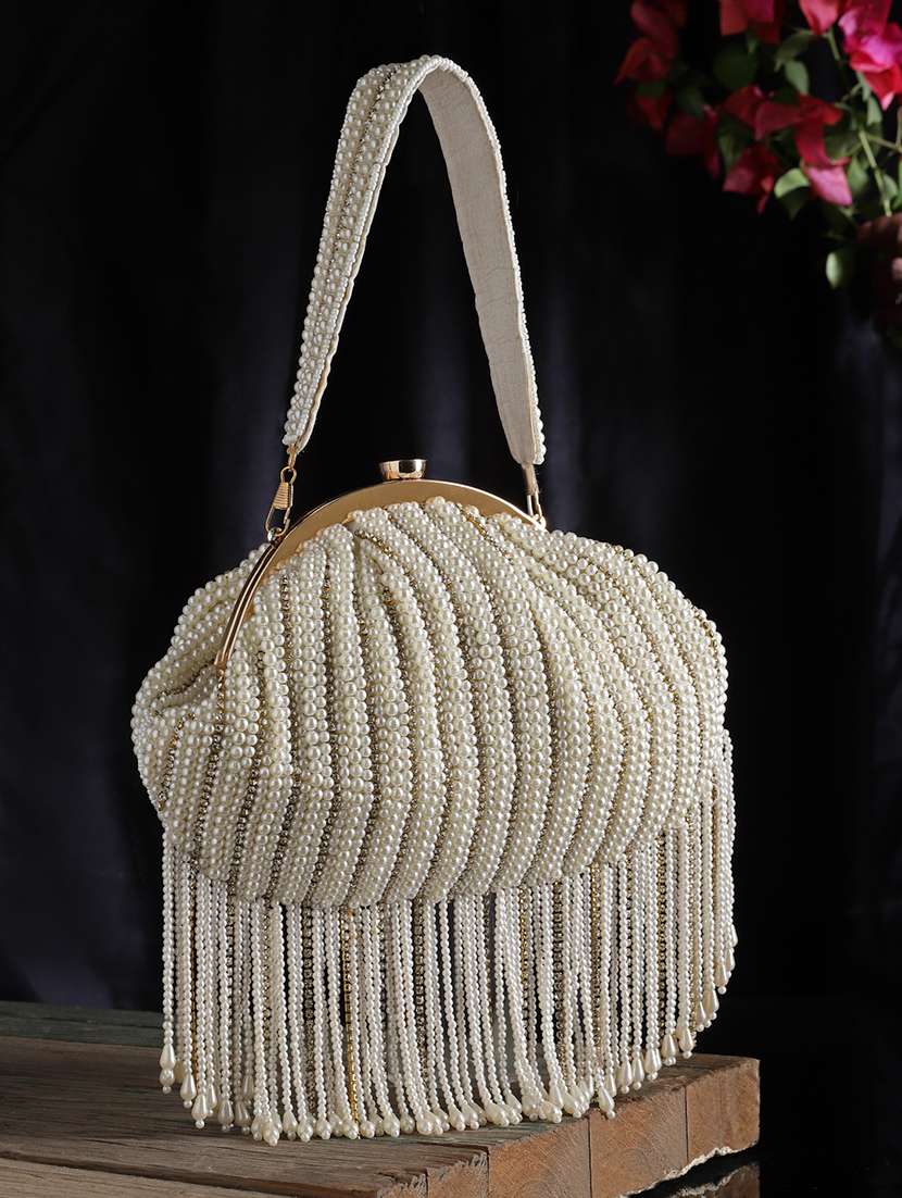 Embellished Faux Silk Box Clutch