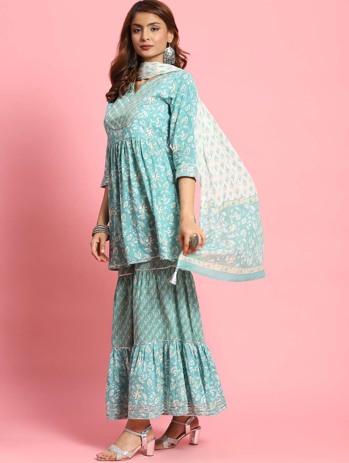 Women Kurta Sharara Set With Dupatta