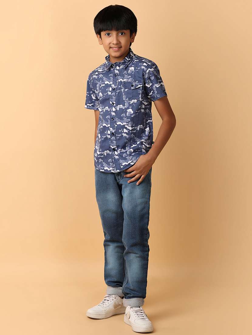 Boys Collared Neck Short Sleeves Shirt