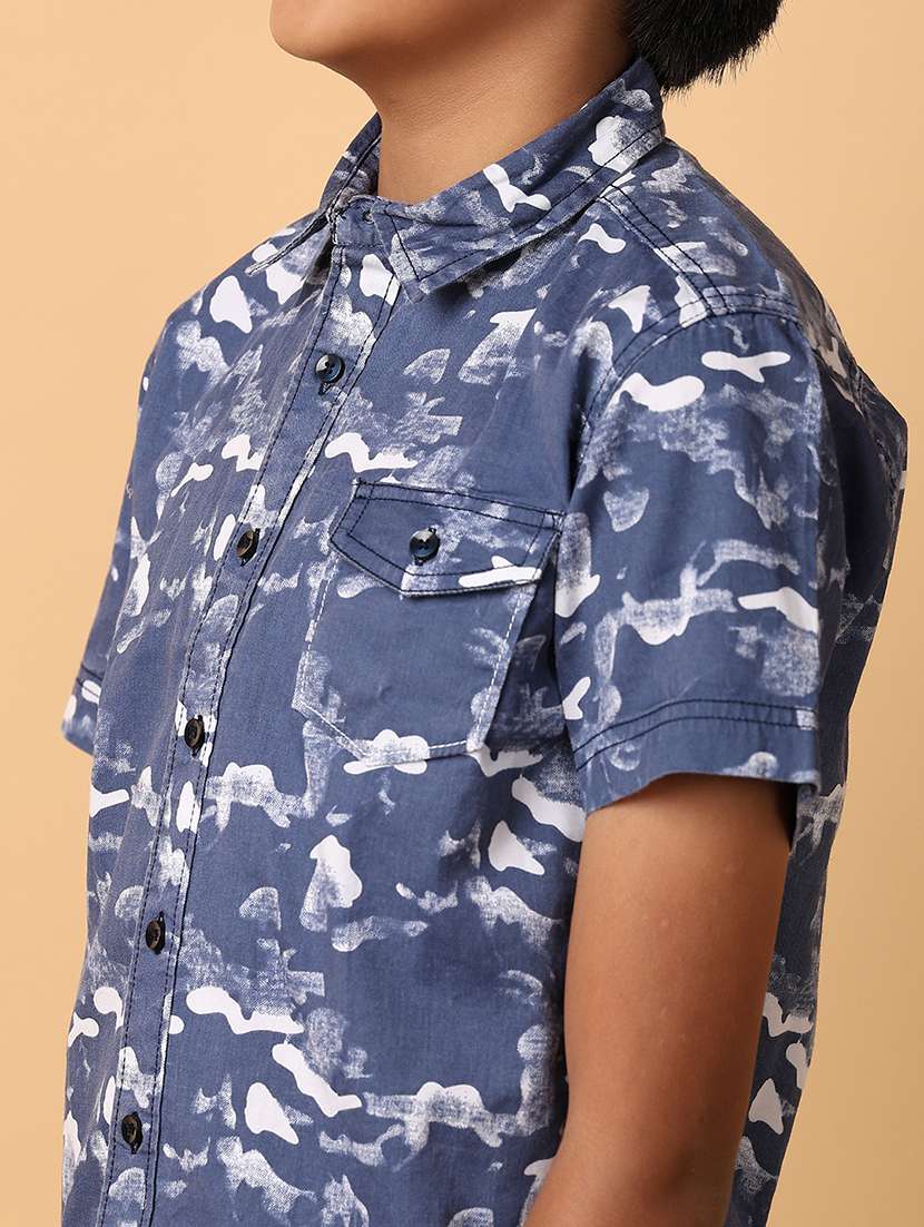 Boys Collared Neck Short Sleeves Shirt