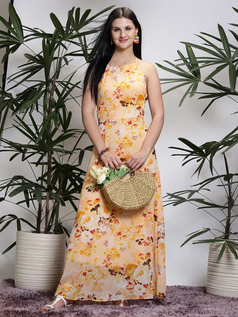 Women Yellow Polyester A Line Dress
