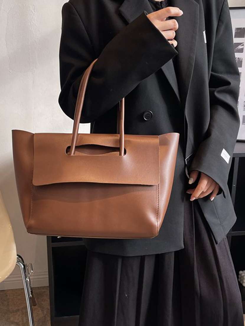 Women Brown Polyester Regular Tote Bag