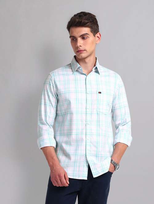Men Long Sleeve Checks Casual Shirt