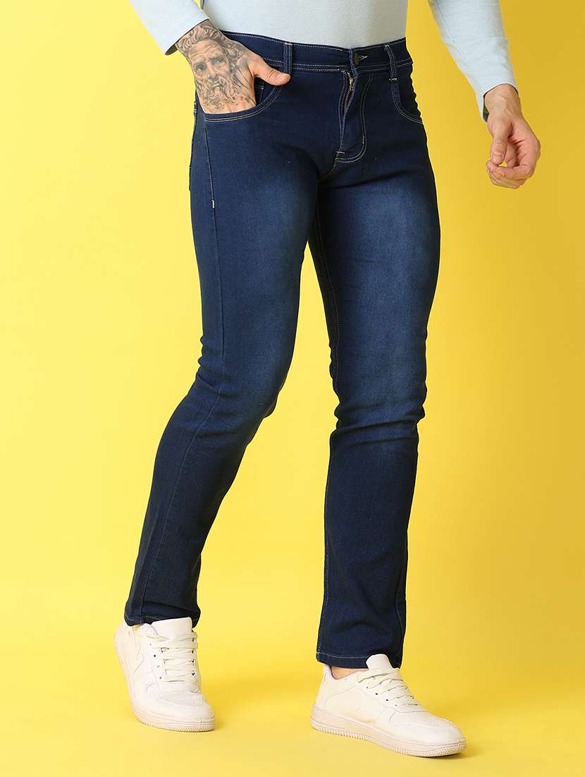 Men Mid Rise Plain Jeans