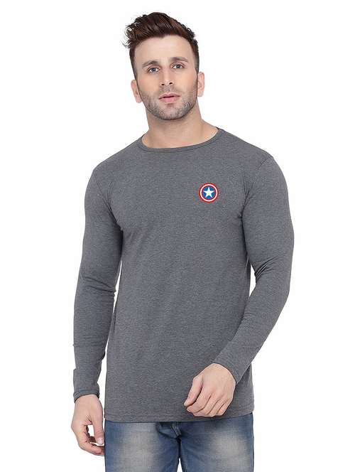 Men Placement Print Long Sleeve T Shirt