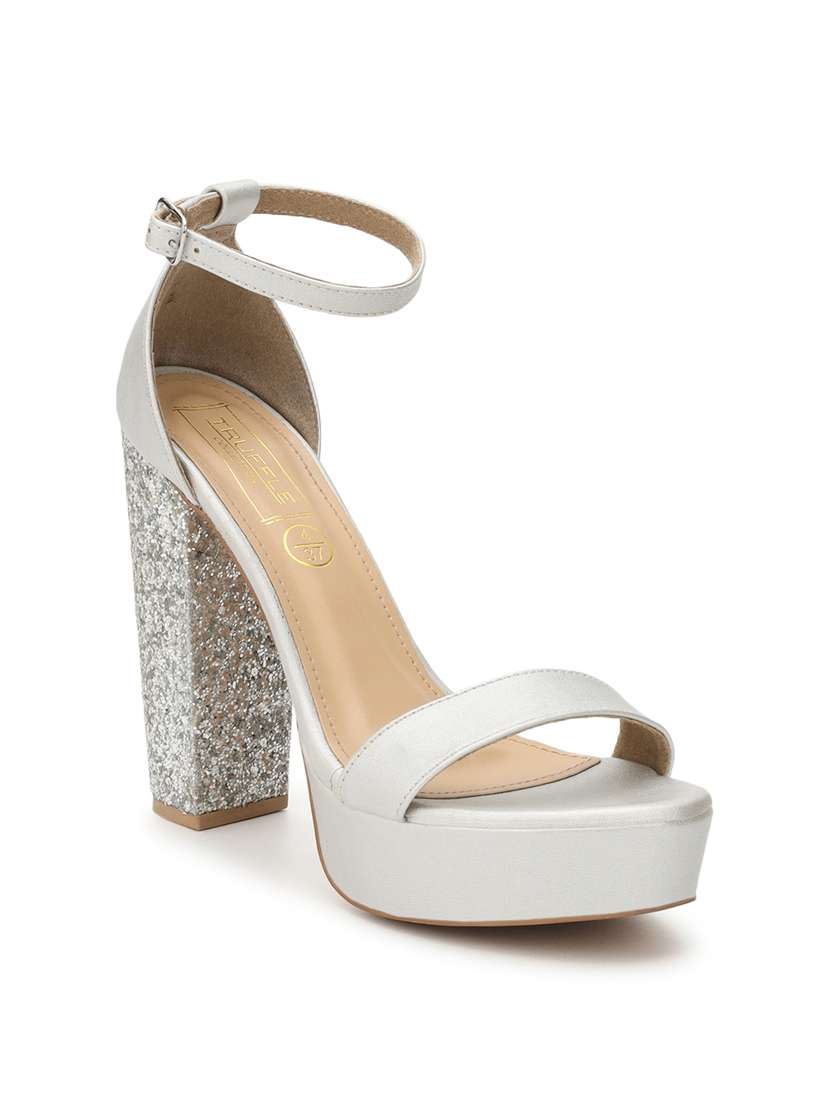 Buy online Women Silver Ankle Strap Sandal from heels for Women by Truffle Collection for ₹3839
