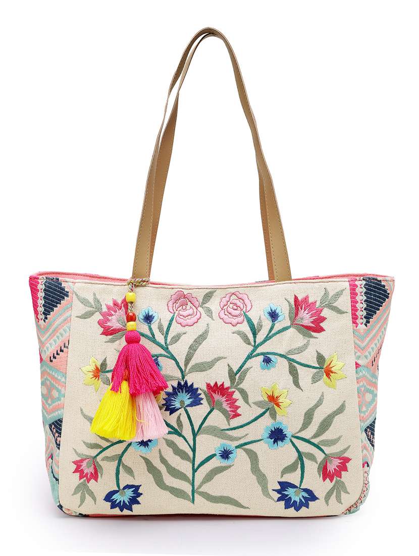 Women Beige Cotton Regular Tote Bag