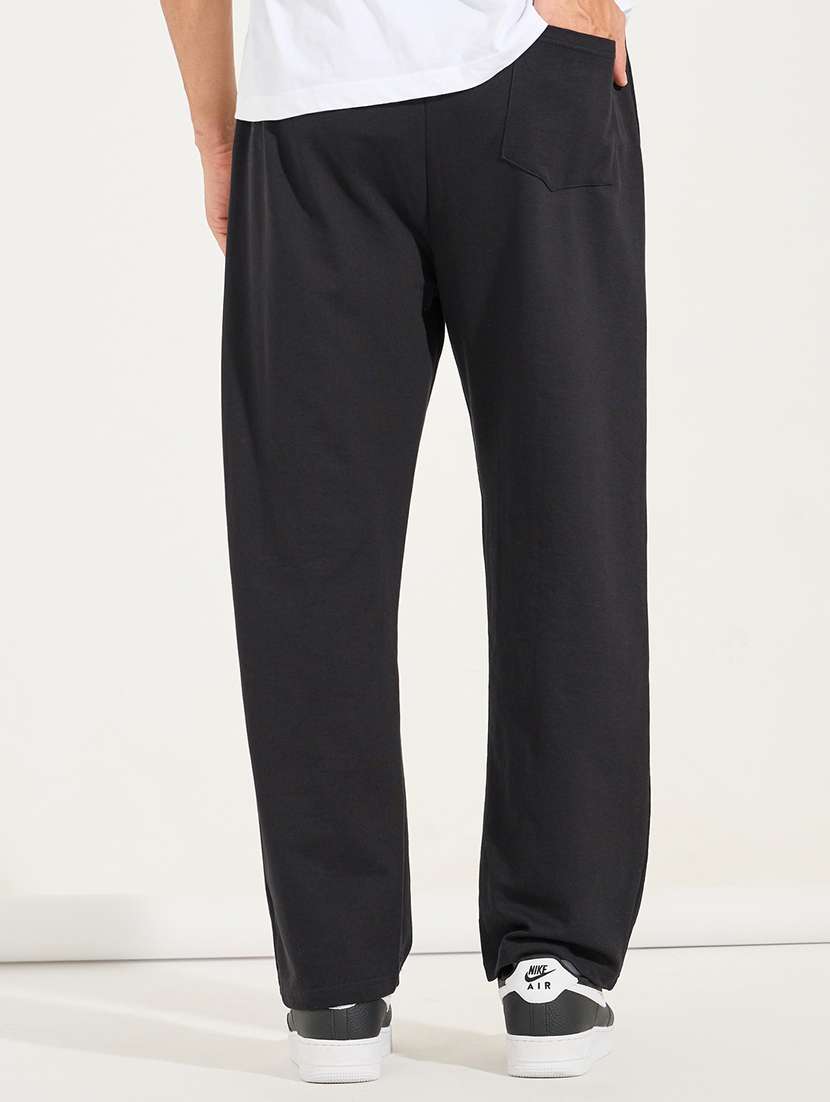 Men Black Typography Full Length Track Pant