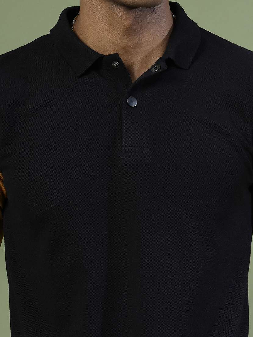 Men Polo Neck Color Block T Shirt