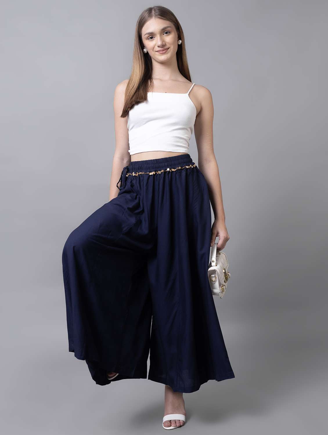 Women Solid Flared Palazzo