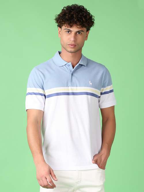 Men Short Sleeves Color Block Polo T Shirt