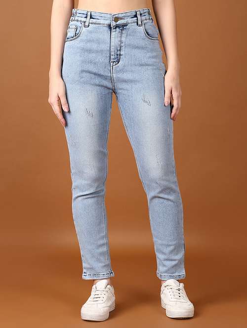 women solid mid rise denim jeans