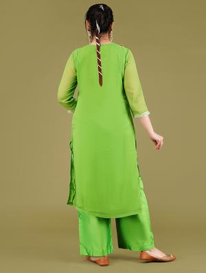 women green kurta palazzo set with dupatta - 21568137 - Standard Image - 3
