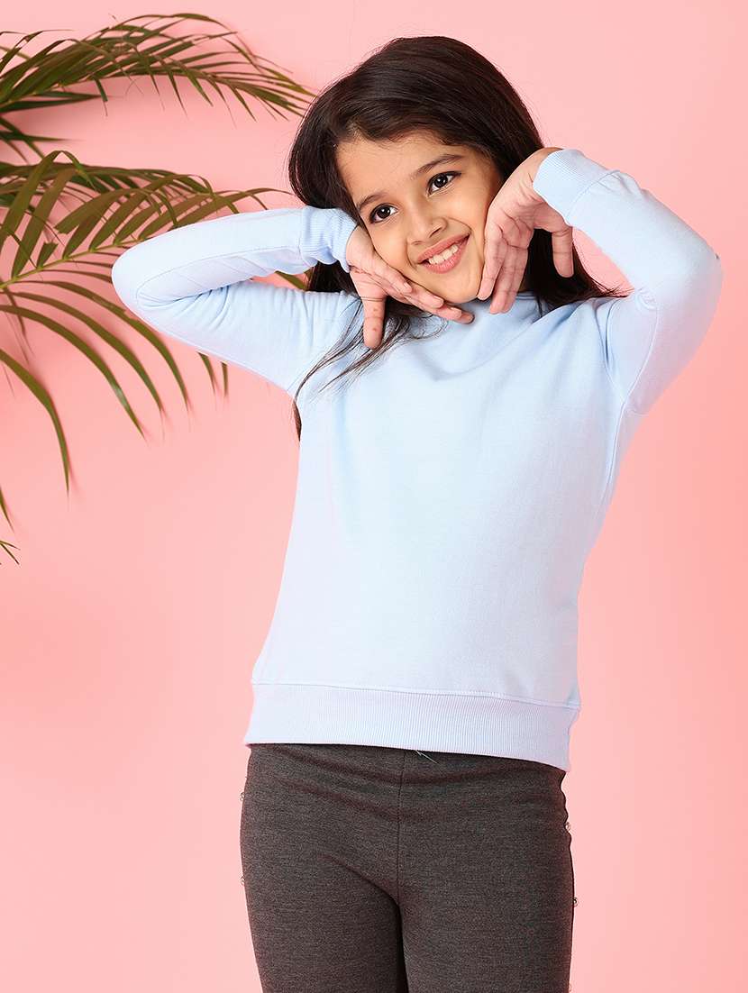 Girls Solid Long Sleeve Sweatshirt