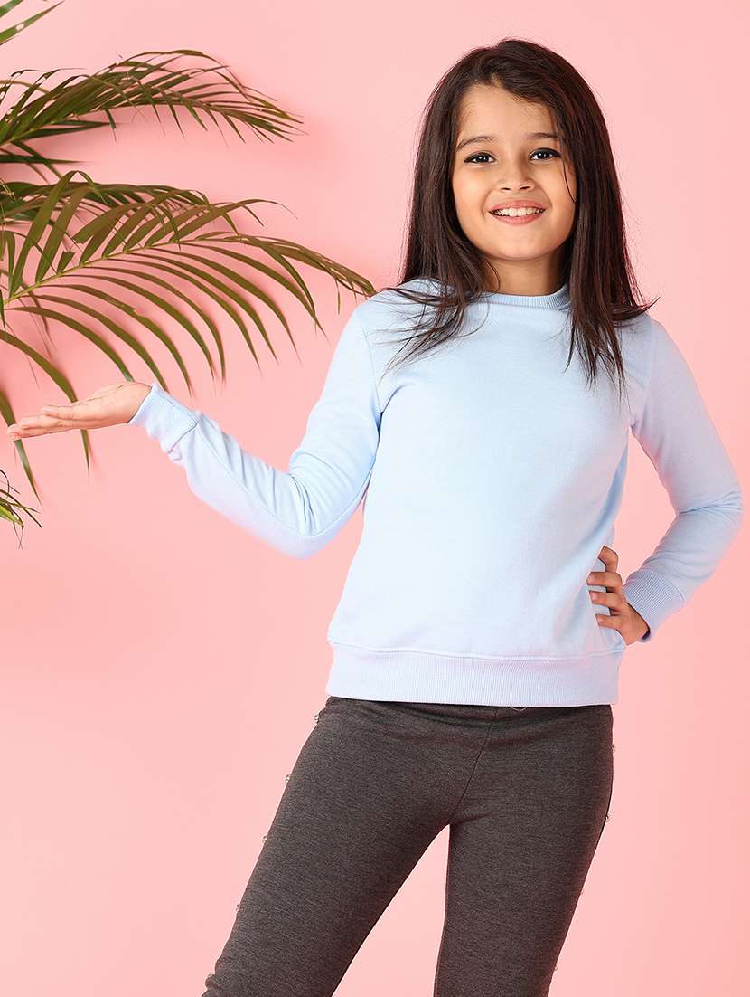 Girls Solid Long Sleeve Sweatshirt