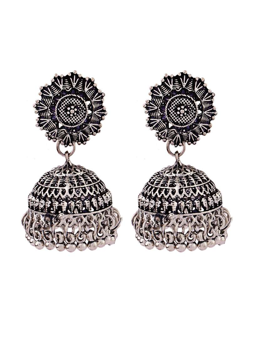 Women Silver Jhumka Earrings