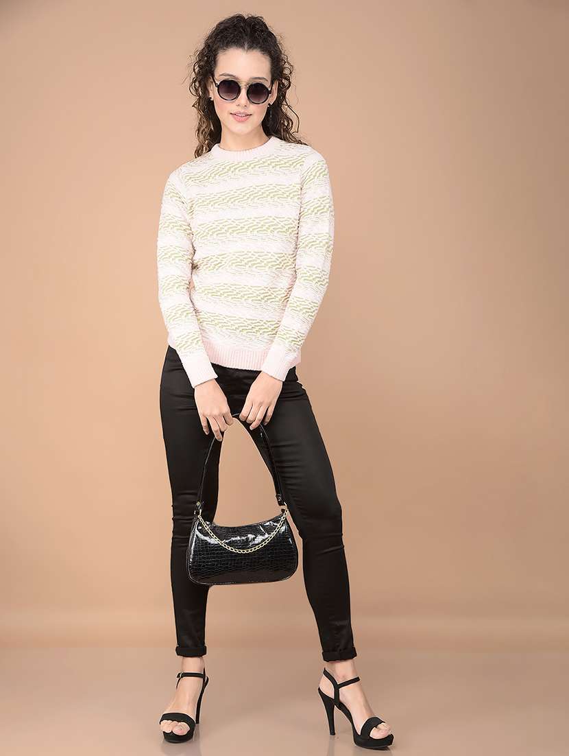 Women Striped Long Sleeve Pullover