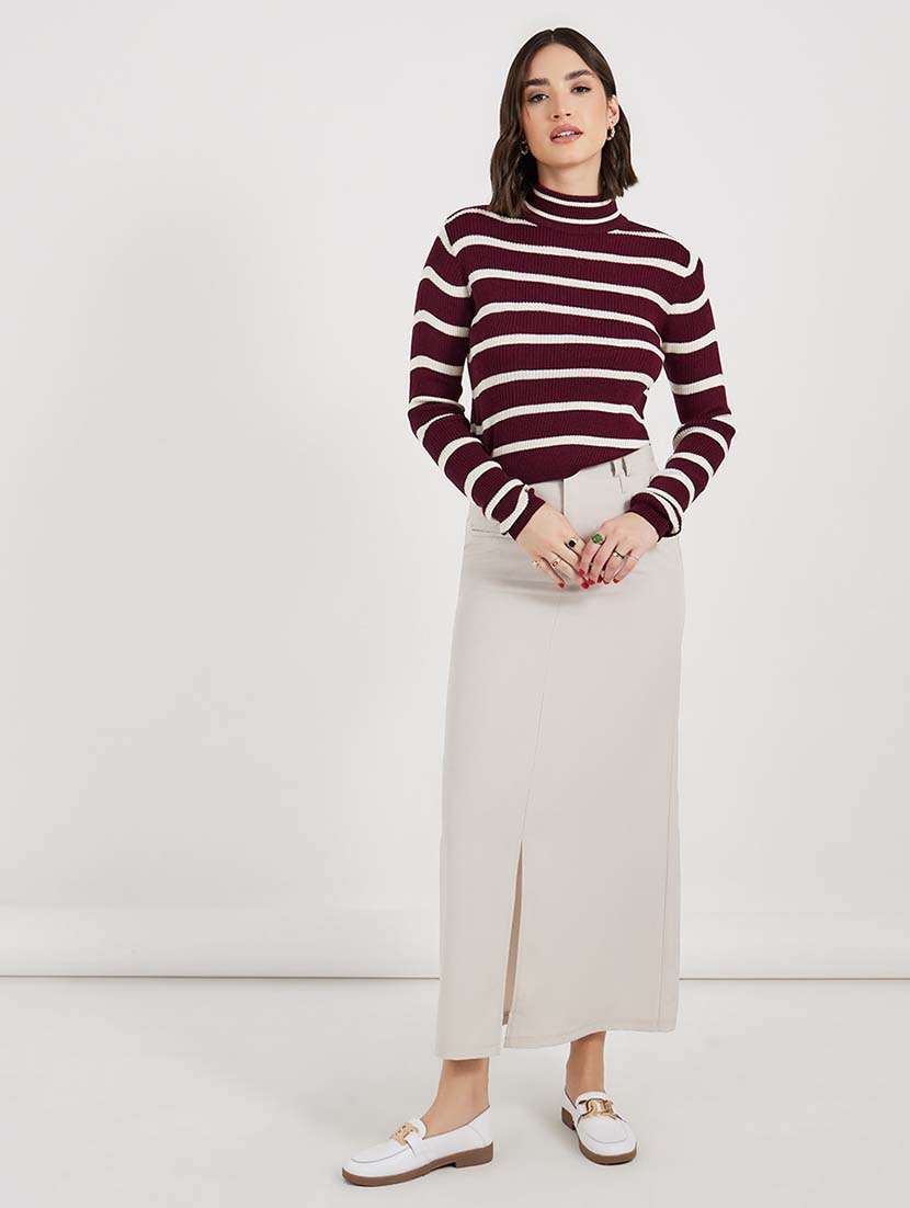 Women Striped Long Sleeves Pullover