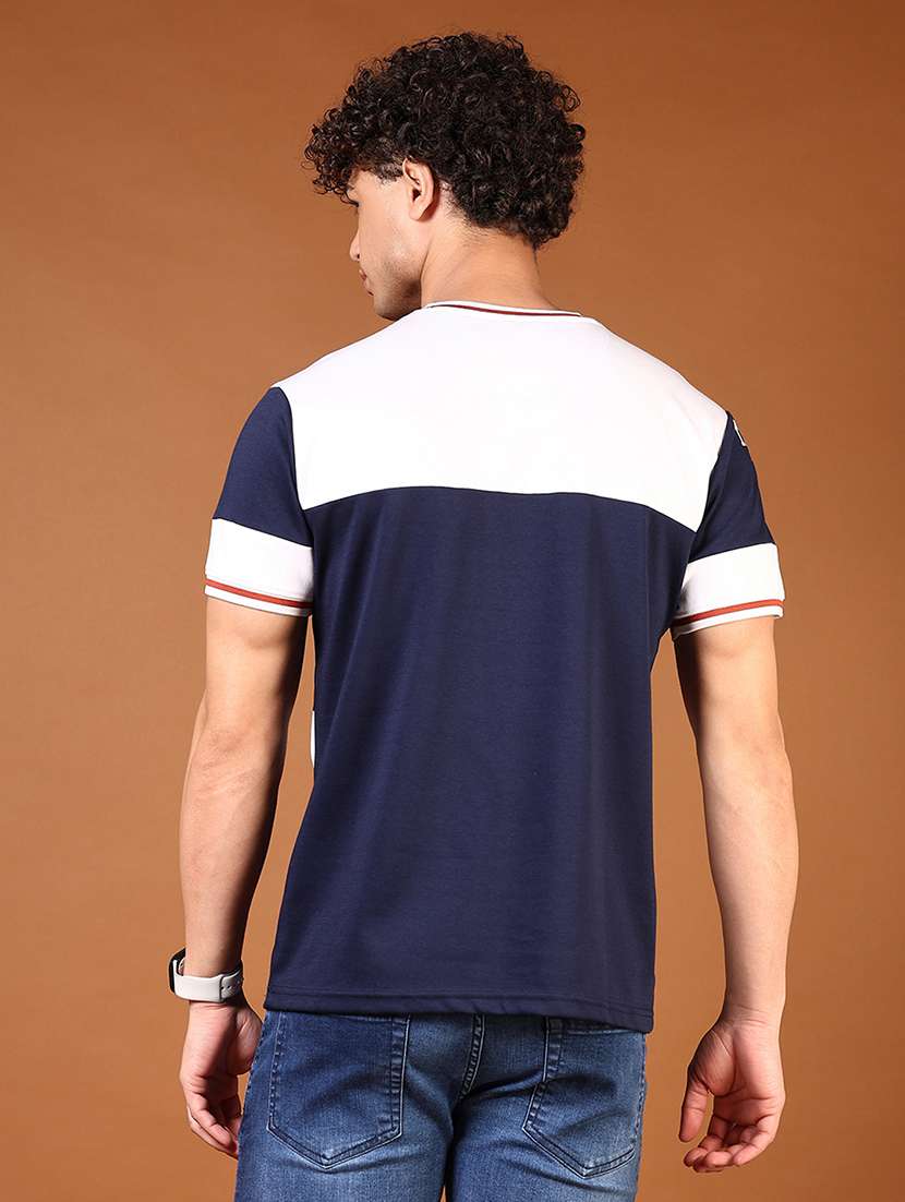 Men Color Blocked Short Sleeves T Shirt