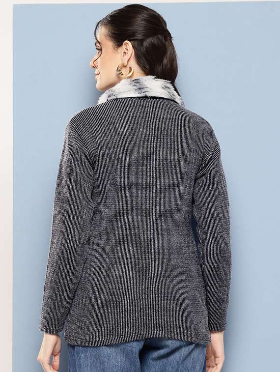Women Self Designed Long Sleeves Cardigan