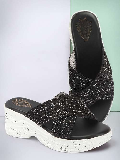 Women Black Slip On Wedges