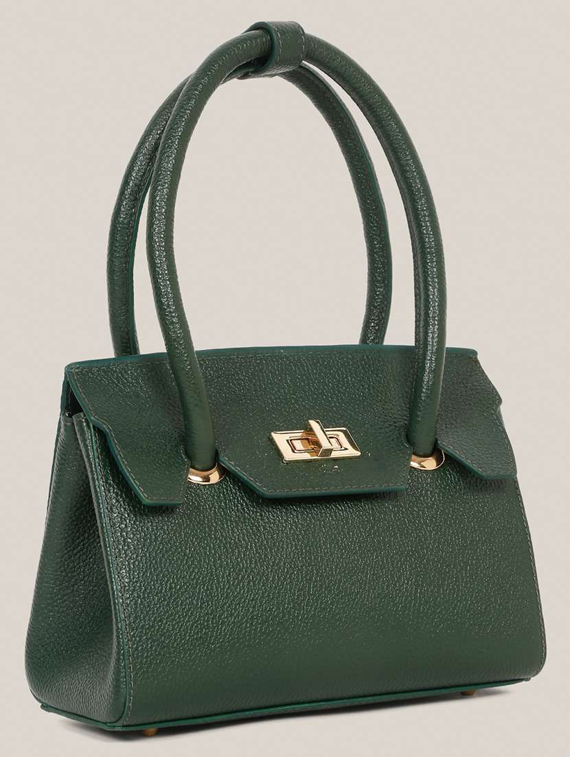 Women Solid Leather Handbag