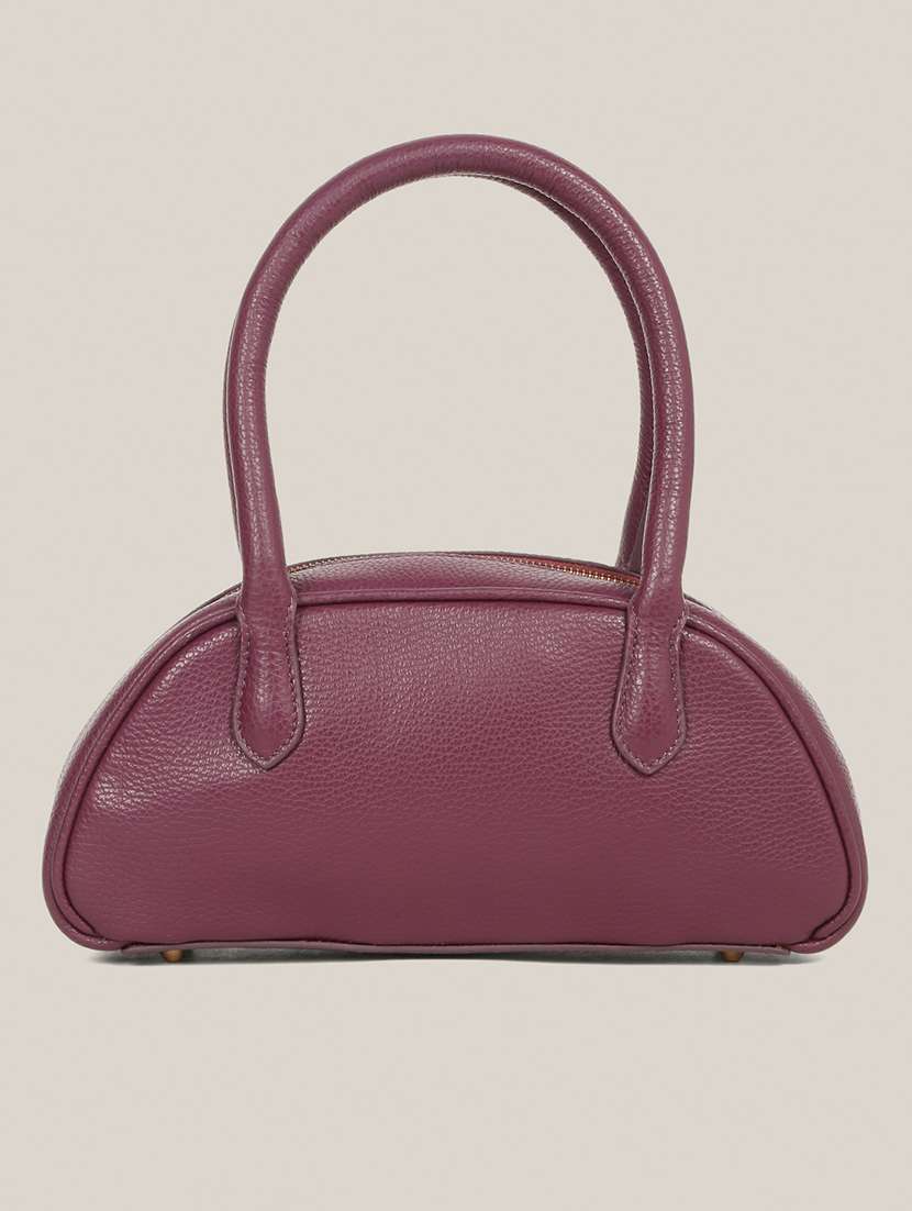 Women Purple Solid Leather Handbag