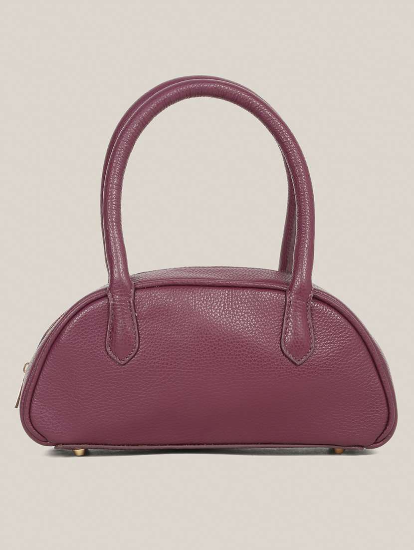 Women Purple Solid Leather Handbag