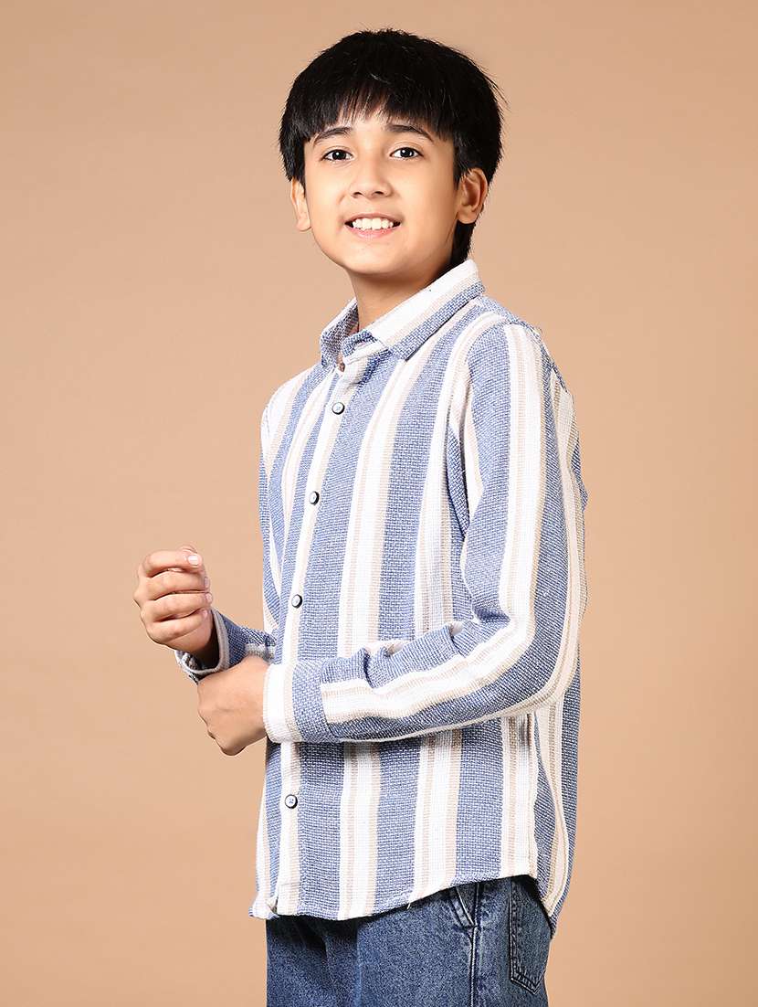 Boys Striped Long Sleeve Casual Shirt