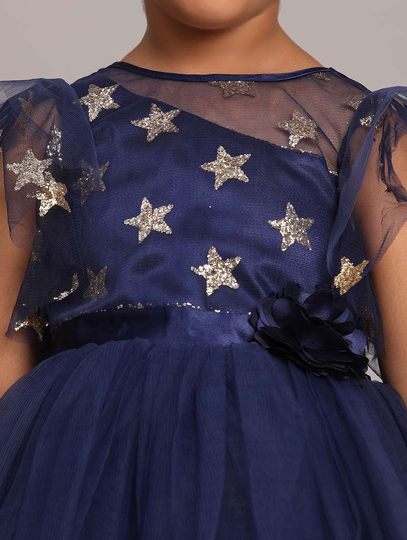 Girls Embellished Round Neck High Low  Frock
