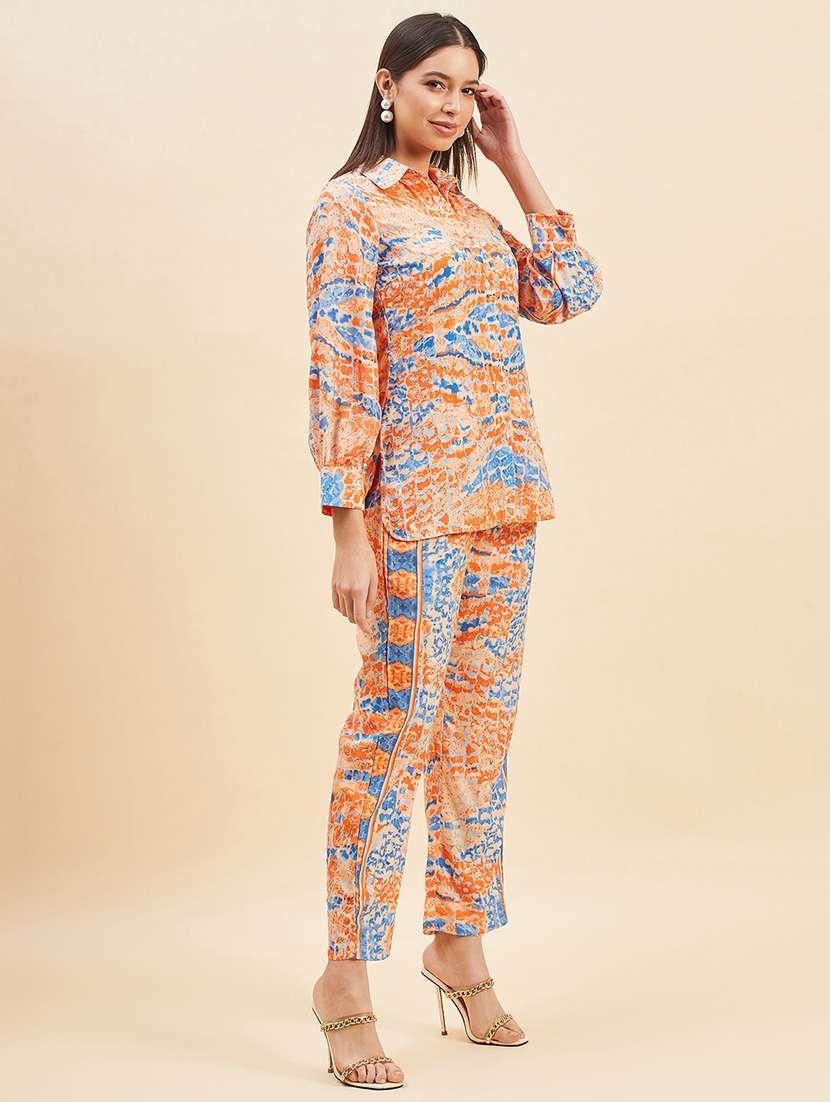 Women Printed Shirt And Trouser Co Ord Set