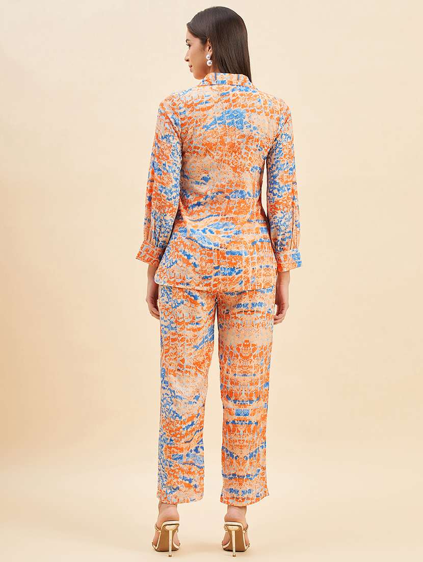 Women Printed Shirt And Trouser Co Ord Set