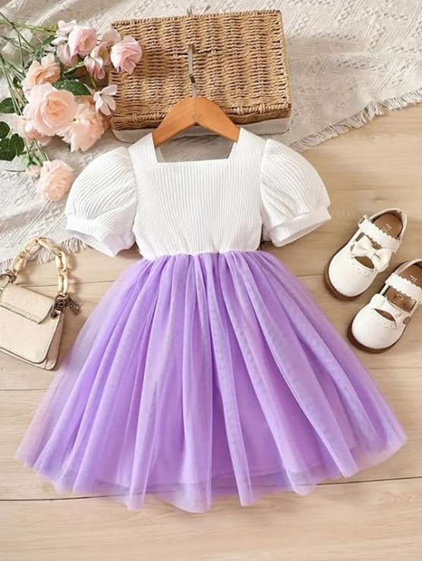 Girls Net Fit & Flare Frock