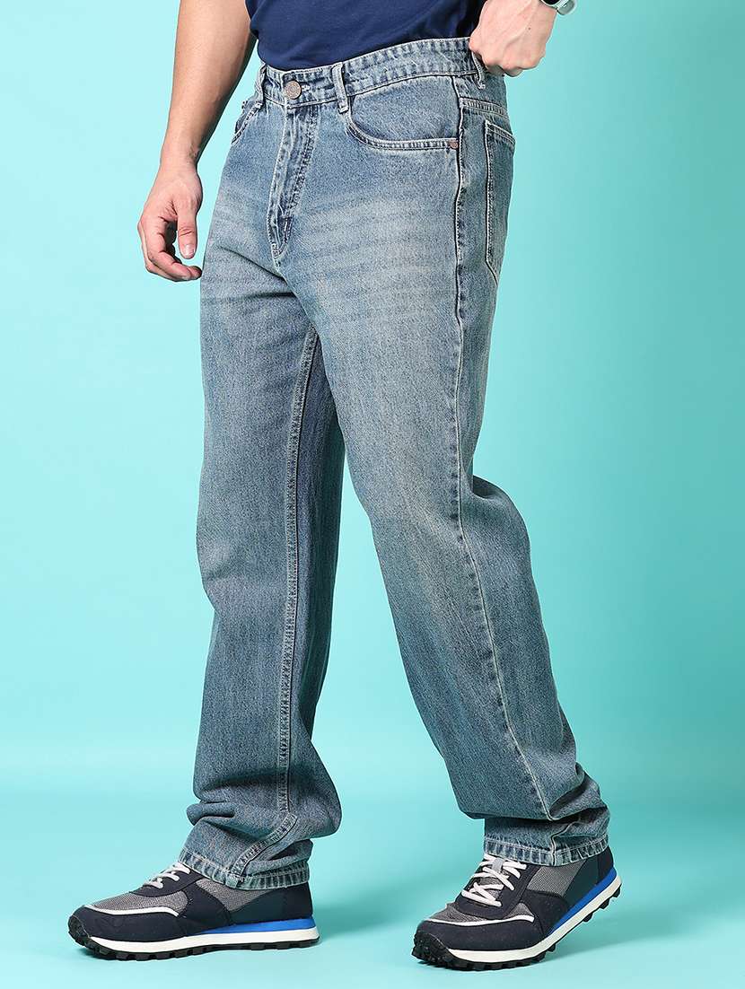 Men Mid Rise Plain Straight Fit Jeans