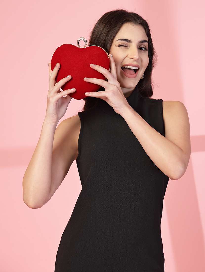 Women Solid Heart Shape Clutch