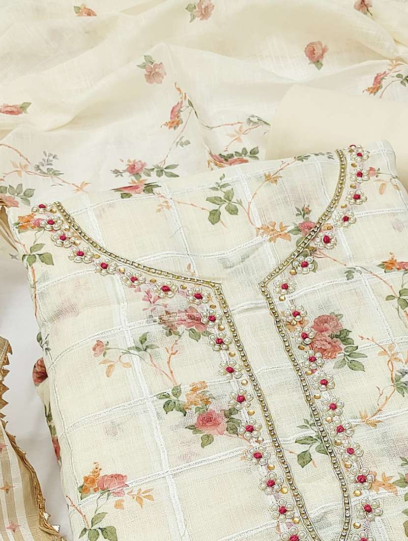 Women Printed Unstitched Suit Set With Dupatta