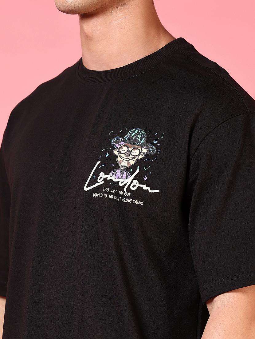 Men Front & Back Print Short Sleeves T Shirt