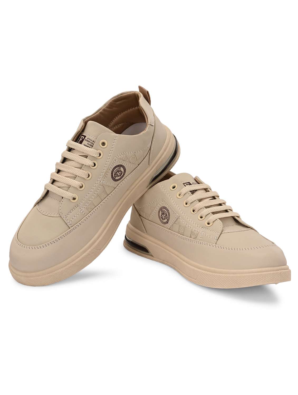 Men Beige Lace Up Sneaker - Image 3