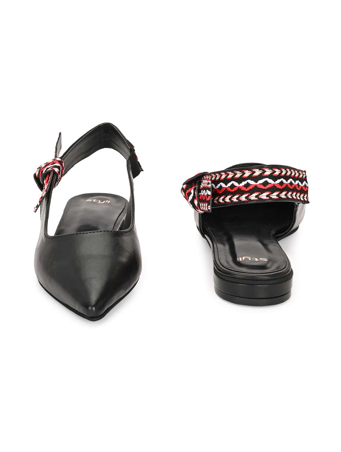 Women Black Back Strap Flats