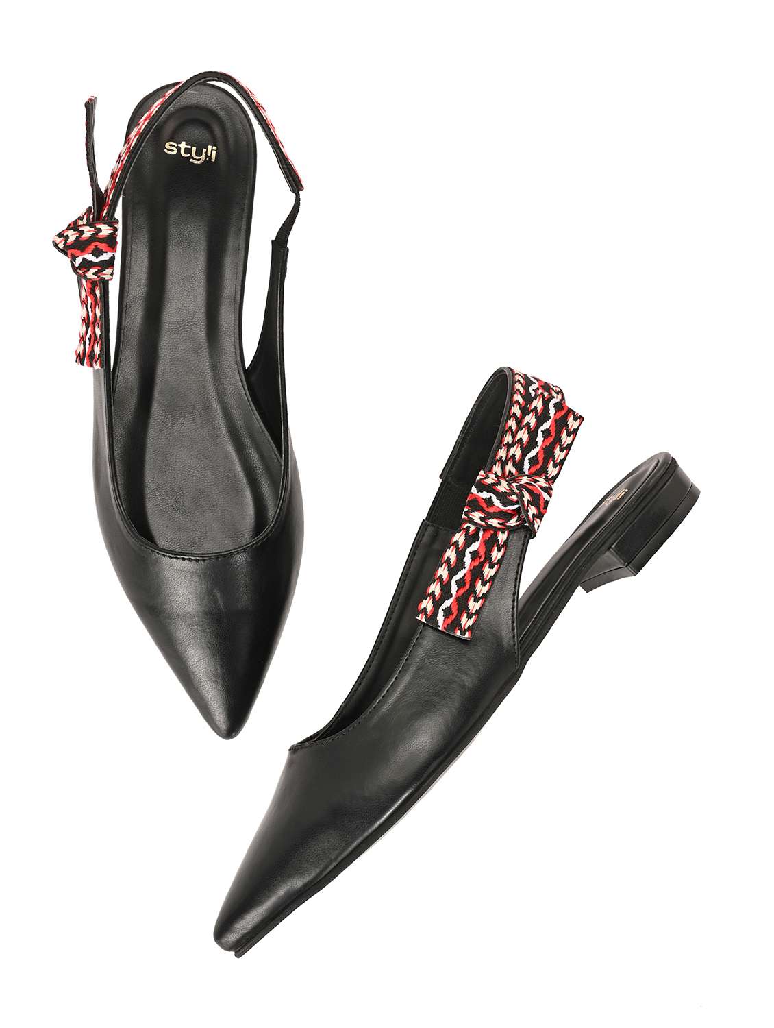 Women Black Back Strap Flats