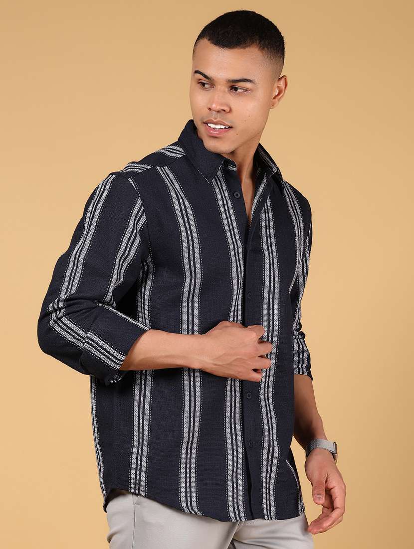 Men Striped Long Sleeve Casual Shirt - Image 2