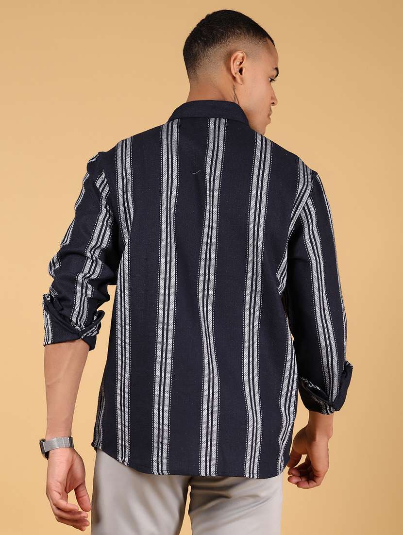 Men Striped Long Sleeve Casual Shirt - Image 4