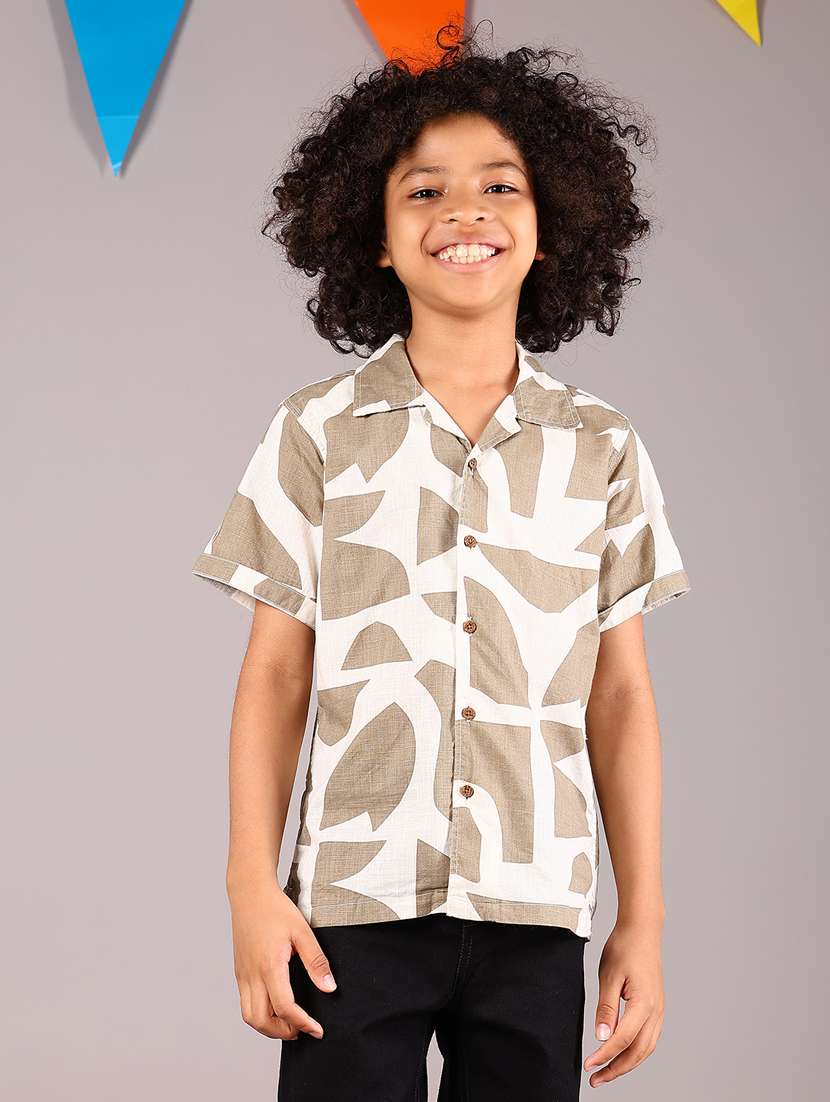 Boys Printed Short Sleeve Casual Shirt