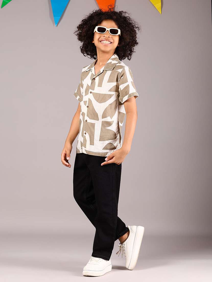 Boys Printed Short Sleeve Casual Shirt