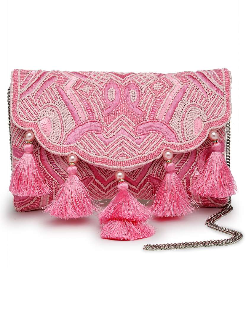 Women Pink Embellished Sling Bag