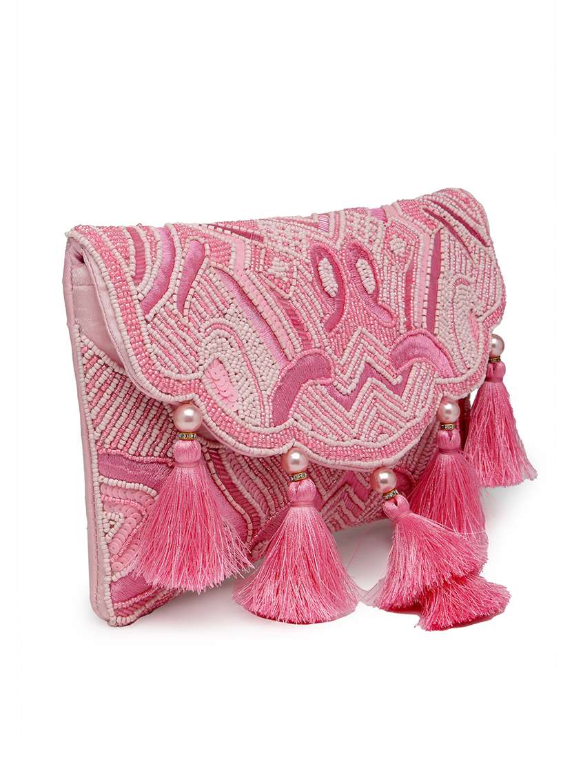 Women Pink Embellished Sling Bag