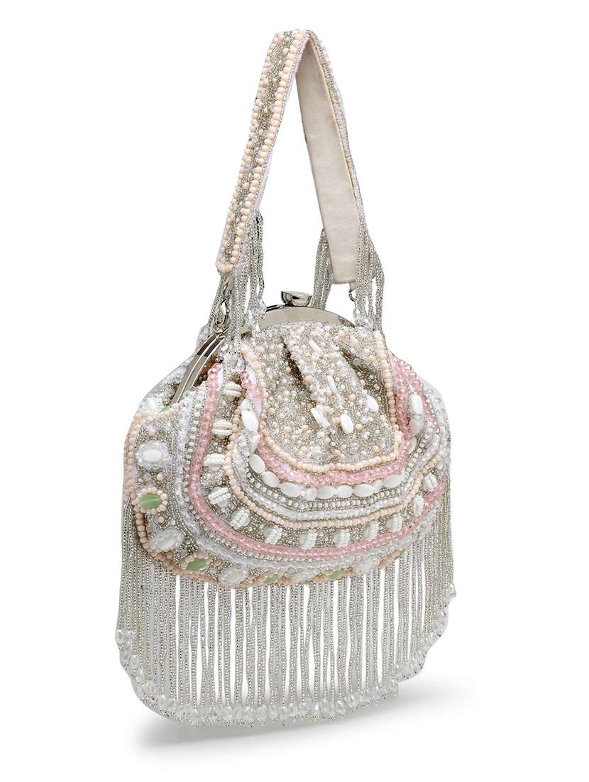 Women Embellished Clutch With Detachable Strap